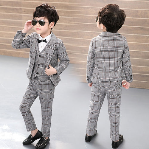 Vest + Blazer + Pants 3pcs Kids Child Boys Suits Formal Costume Gentleman Blazers Suit Wedding Suit Boy Children Party Clothing