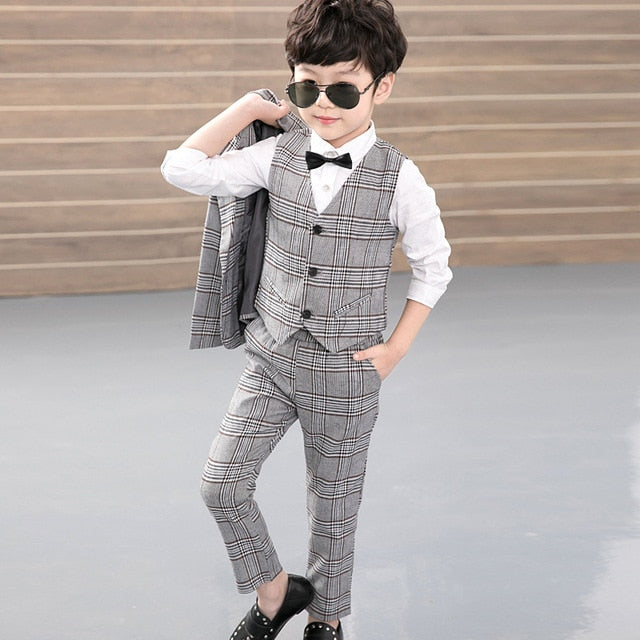 Vest + Blazer + Pants 3pcs Kids Child Boys Suits Formal Costume Gentleman Blazers Suit Wedding Suit Boy Children Party Clothing