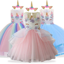 Load image into Gallery viewer, Unicorn Dress Christmas Kids Dresses For Girls Moana Elsa Costume Girls Princess Dress Children Birthday Party Dress fantasia