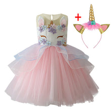 Load image into Gallery viewer, Unicorn Dress Christmas Kids Dresses For Girls Moana Elsa Costume Girls Princess Dress Children Birthday Party Dress fantasia
