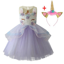 Load image into Gallery viewer, Unicorn Dress Christmas Kids Dresses For Girls Moana Elsa Costume Girls Princess Dress Children Birthday Party Dress fantasia