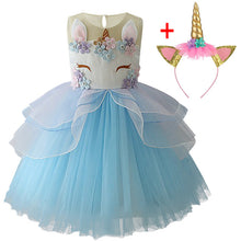 Load image into Gallery viewer, Unicorn Dress Christmas Kids Dresses For Girls Moana Elsa Costume Girls Princess Dress Children Birthday Party Dress fantasia