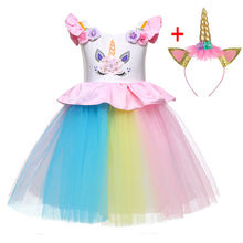 Load image into Gallery viewer, Unicorn Dress Christmas Kids Dresses For Girls Moana Elsa Costume Girls Princess Dress Children Birthday Party Dress fantasia