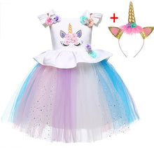 Load image into Gallery viewer, Unicorn Dress Christmas Kids Dresses For Girls Moana Elsa Costume Girls Princess Dress Children Birthday Party Dress fantasia