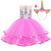 Load image into Gallery viewer, Unicorn Dress Christmas Kids Dresses For Girls Moana Elsa Costume Girls Princess Dress Children Birthday Party Dress fantasia
