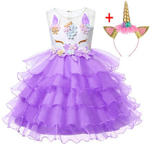 Load image into Gallery viewer, Unicorn Dress Christmas Kids Dresses For Girls Moana Elsa Costume Girls Princess Dress Children Birthday Party Dress fantasia