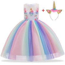 Load image into Gallery viewer, Unicorn Dress Christmas Kids Dresses For Girls Moana Elsa Costume Girls Princess Dress Children Birthday Party Dress fantasia