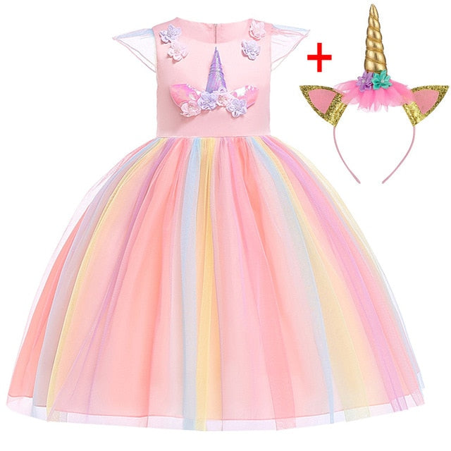 Unicorn Dress Christmas Kids Dresses For Girls Moana Elsa Costume Girls Princess Dress Children Birthday Party Dress fantasia