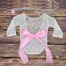 Load image into Gallery viewer, 2019 Summer arrival Newborn Baby Girls Lace Romper bow Cloth Hair Band New Set Photography Prop Cute Bowknot Backless Romper
