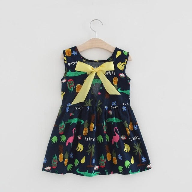 Girls Clothing Summer Girl Dress Children Kids Berry Dress Back V Dress Girls Cotton Kids Vest Dress Princess Party Dress