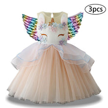 Load image into Gallery viewer, Girls Dress 3Pcs Kids Dresses For Girls Unicorn Party Dress Child Princess Dress Toddler Halloween Costume 3 4 5 6 7 8 9 10 Year