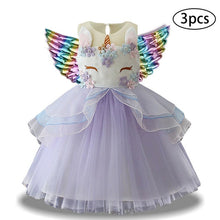 Load image into Gallery viewer, Girls Dress 3Pcs Kids Dresses For Girls Unicorn Party Dress Child Princess Dress Toddler Halloween Costume 3 4 5 6 7 8 9 10 Year