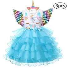 Load image into Gallery viewer, Girls Dress 3Pcs Kids Dresses For Girls Unicorn Party Dress Child Princess Dress Toddler Halloween Costume 3 4 5 6 7 8 9 10 Year