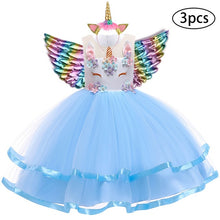 Load image into Gallery viewer, Girls Dress 3Pcs Kids Dresses For Girls Unicorn Party Dress Child Princess Dress Toddler Halloween Costume 3 4 5 6 7 8 9 10 Year