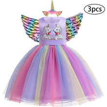 Load image into Gallery viewer, Girls Dress 3Pcs Kids Dresses For Girls Unicorn Party Dress Child Princess Dress Toddler Halloween Costume 3 4 5 6 7 8 9 10 Year