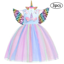 Load image into Gallery viewer, Girls Dress 3Pcs Kids Dresses For Girls Unicorn Party Dress Child Princess Dress Toddler Halloween Costume 3 4 5 6 7 8 9 10 Year