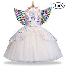 Load image into Gallery viewer, Girls Dress 3Pcs Kids Dresses For Girls Unicorn Party Dress Child Princess Dress Toddler Halloween Costume 3 4 5 6 7 8 9 10 Year