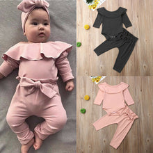 Load image into Gallery viewer, Emmababy 2PCS Toddler Kids Baby Girls Ruffle Bodysuit Romper Tops Pants Winter Outfits Clothes
