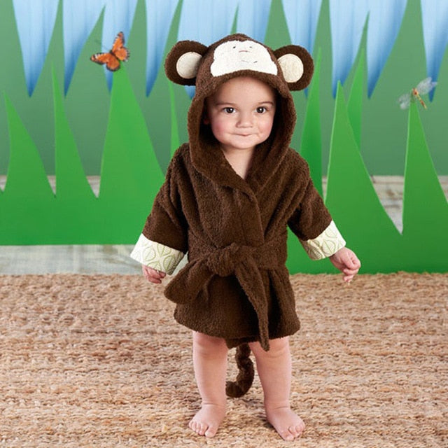 2019 Infant Baby Boy Girl Animal Baby Bathrobe Baby Hooded Bath Towel Toddler Kids Bathing Honey Baby