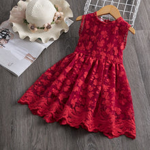 Load image into Gallery viewer, Autumn Lace Cotton Half Sleeve Girls Formal Dress Princess little Girls Flower Embroidery Dresses Kids Party Ball Gown Clothing