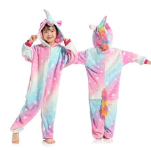 Load image into Gallery viewer, Girls Boys Winter Kigurumi Pajamas Unicorn Cartoon Anime Animal Onesies Kids Sleepwear Flannel Warm Jumpsuit Children Pajamas