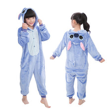 Load image into Gallery viewer, Girls Boys Winter Kigurumi Pajamas Unicorn Cartoon Anime Animal Onesies Kids Sleepwear Flannel Warm Jumpsuit Children Pajamas