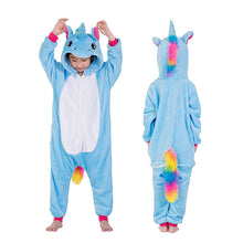 Load image into Gallery viewer, Girls Boys Winter Kigurumi Pajamas Unicorn Cartoon Anime Animal Onesies Kids Sleepwear Flannel Warm Jumpsuit Children Pajamas