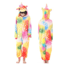 Load image into Gallery viewer, Girls Boys Winter Kigurumi Pajamas Unicorn Cartoon Anime Animal Onesies Kids Sleepwear Flannel Warm Jumpsuit Children Pajamas