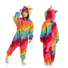 Load image into Gallery viewer, Girls Boys Winter Kigurumi Pajamas Unicorn Cartoon Anime Animal Onesies Kids Sleepwear Flannel Warm Jumpsuit Children Pajamas