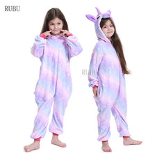 Load image into Gallery viewer, Girls Boys Winter Kigurumi Pajamas Unicorn Cartoon Anime Animal Onesies Kids Sleepwear Flannel Warm Jumpsuit Children Pajamas