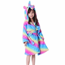 Load image into Gallery viewer, Children Bathrobe for Girls Kigurumi Unicorn Pyjamas Kids Colar Fleece Boys Bathrobes Nightgown Baby Sleepwear Hoodie Bath Robe
