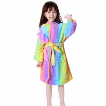 Load image into Gallery viewer, Children Bathrobe for Girls Kigurumi Unicorn Pyjamas Kids Colar Fleece Boys Bathrobes Nightgown Baby Sleepwear Hoodie Bath Robe