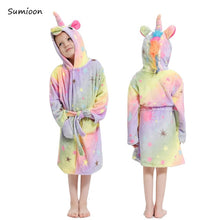 Load image into Gallery viewer, Children Bathrobe for Girls Kigurumi Unicorn Pyjamas Kids Colar Fleece Boys Bathrobes Nightgown Baby Sleepwear Hoodie Bath Robe