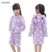 Load image into Gallery viewer, Children Bathrobe for Girls Kigurumi Unicorn Pyjamas Kids Colar Fleece Boys Bathrobes Nightgown Baby Sleepwear Hoodie Bath Robe