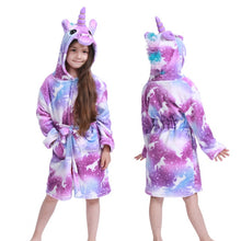Load image into Gallery viewer, Children Bathrobe for Girls Kigurumi Unicorn Pyjamas Kids Colar Fleece Boys Bathrobes Nightgown Baby Sleepwear Hoodie Bath Robe