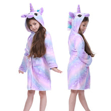Load image into Gallery viewer, Children Bathrobe for Girls Kigurumi Unicorn Pyjamas Kids Colar Fleece Boys Bathrobes Nightgown Baby Sleepwear Hoodie Bath Robe