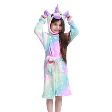 Load image into Gallery viewer, Children Bathrobe for Girls Kigurumi Unicorn Pyjamas Kids Colar Fleece Boys Bathrobes Nightgown Baby Sleepwear Hoodie Bath Robe