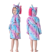 Load image into Gallery viewer, Children Bathrobe for Girls Kigurumi Unicorn Pyjamas Kids Colar Fleece Boys Bathrobes Nightgown Baby Sleepwear Hoodie Bath Robe
