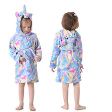 Load image into Gallery viewer, Children Bathrobe for Girls Kigurumi Unicorn Pyjamas Kids Colar Fleece Boys Bathrobes Nightgown Baby Sleepwear Hoodie Bath Robe