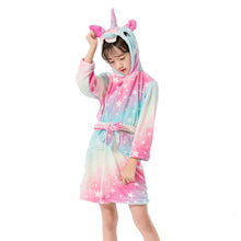 Load image into Gallery viewer, Children Bathrobe for Girls Kigurumi Unicorn Pyjamas Kids Colar Fleece Boys Bathrobes Nightgown Baby Sleepwear Hoodie Bath Robe