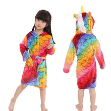 Load image into Gallery viewer, Children Bathrobe for Girls Kigurumi Unicorn Pyjamas Kids Colar Fleece Boys Bathrobes Nightgown Baby Sleepwear Hoodie Bath Robe