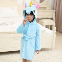 Load image into Gallery viewer, Children Bathrobe for Girls Kigurumi Unicorn Pyjamas Kids Colar Fleece Boys Bathrobes Nightgown Baby Sleepwear Hoodie Bath Robe
