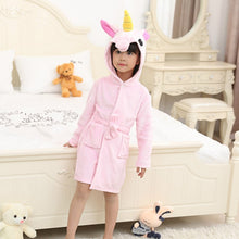 Load image into Gallery viewer, Children Bathrobe for Girls Kigurumi Unicorn Pyjamas Kids Colar Fleece Boys Bathrobes Nightgown Baby Sleepwear Hoodie Bath Robe