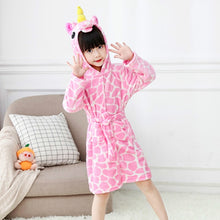 Load image into Gallery viewer, Children Bathrobe for Girls Kigurumi Unicorn Pyjamas Kids Colar Fleece Boys Bathrobes Nightgown Baby Sleepwear Hoodie Bath Robe
