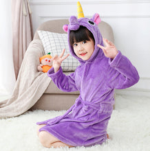 Load image into Gallery viewer, Children Bathrobe for Girls Kigurumi Unicorn Pyjamas Kids Colar Fleece Boys Bathrobes Nightgown Baby Sleepwear Hoodie Bath Robe