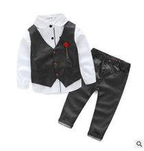 Load image into Gallery viewer, Kimocat new High quality Spring and autumn boys blazer Gentlemen&#39;s flowers lapel into casual suit 3pcs (Vest + shirt + pants)