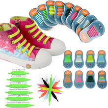 Load image into Gallery viewer, 12pcs/lots Kids No Tie Shoelaces for All Sneakers Running Athletic Shoelace Girls Boys Children Elastic Silicone Shoe Lace 11 11