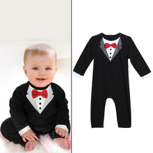 Load image into Gallery viewer, Toddler Handsome Baby Pompers Cool Boy Clothes Baby Long Sleeve Suit Infant Jumpsuit GentlemenBlack Bowknot Rompers Formal Suit