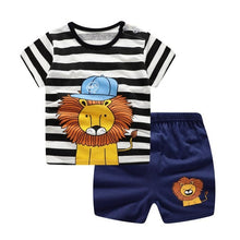 Load image into Gallery viewer, Brand Designer Baby Boy Clothes Sport Clothing Tracksuit Active  Striped Tshirt +shorts Toddler Clothing Sets