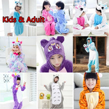 Load image into Gallery viewer, Boys Girls Flannel Unicorn family christmas Pajamas Kigurumi Overalls Jumpsuit onesie Kids Children Panda Blanket Sleepers